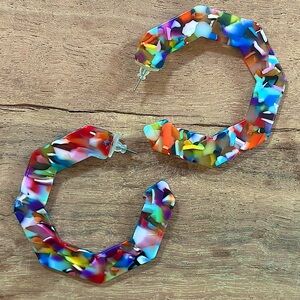 Colorful Acetate Hexagon Hoops